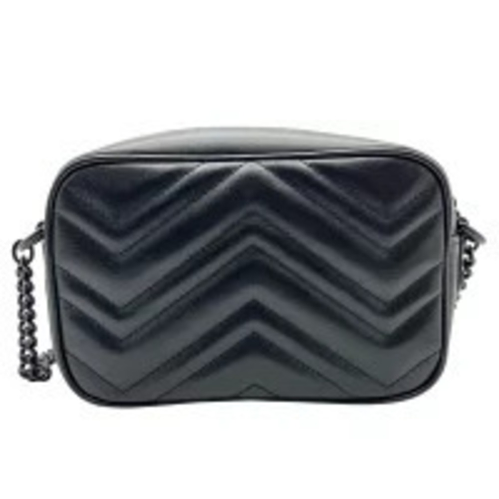 Gucci Black Chain Quilted Leather Marmont GG Double Bag GG Shoulder